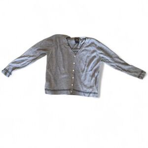 Route 66 - Women's Ribbed Cardigan Sweater - Size L - Gray Button Down Vintage